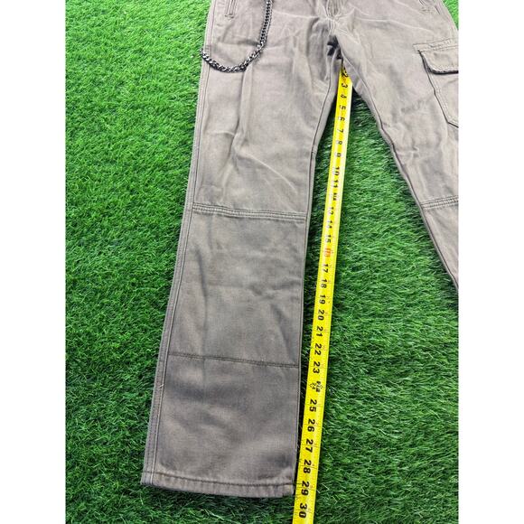 Forever 21 Mens 31 Slim Wallet Chain Cargo Pants Olive Twill Streetwear Casual - Picture 8 of 12